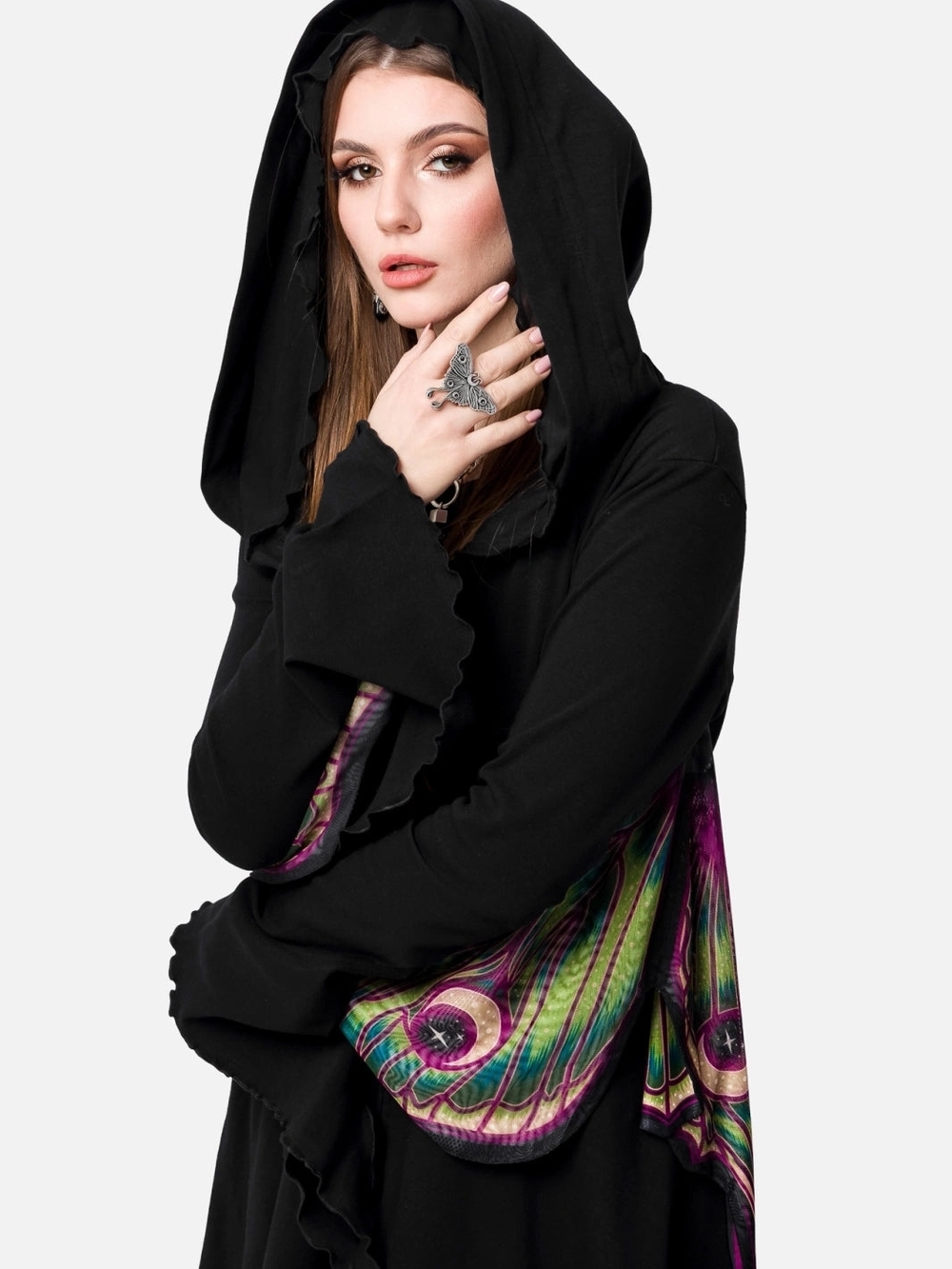 Restyle Dark Cottage Core Embroidered Metamorphosis Hoodie - Picture 6 of 10